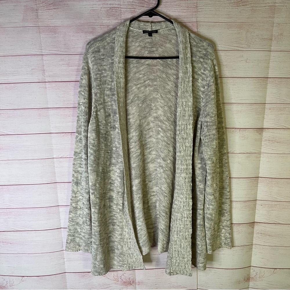 Eileen‎ Fisher 100% Cotton Tan Beige White Open Front Cardigan Sweater Size XL
